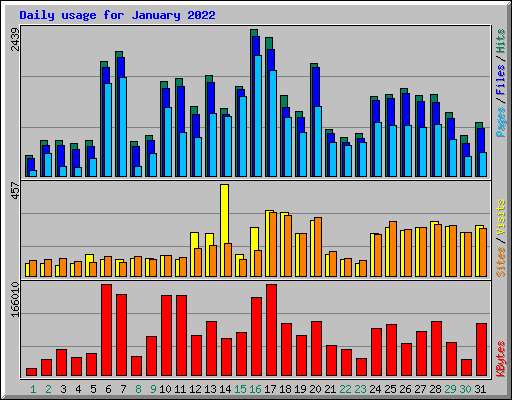 Daily usage for January 2022