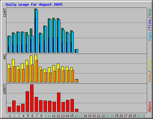 Daily usage for August 2025