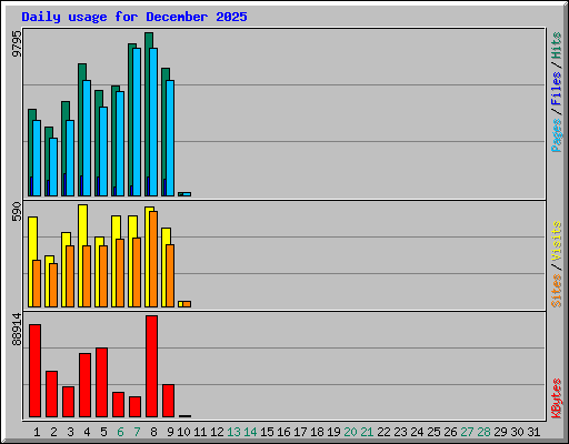 Daily usage for December 2025